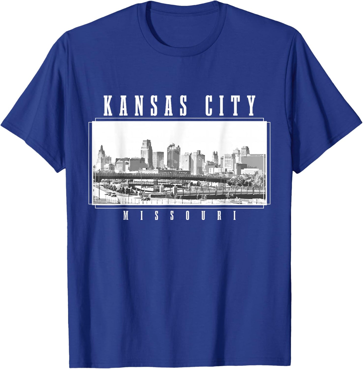 Kansas City Missouri Vintage Souvenir Skyline USA T-Shirt - T-Shirt | Royal