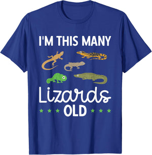 Kids This Many Lizards Old Reptile Themed 5th Birthday T-Shirt - T-Shirt | Royal