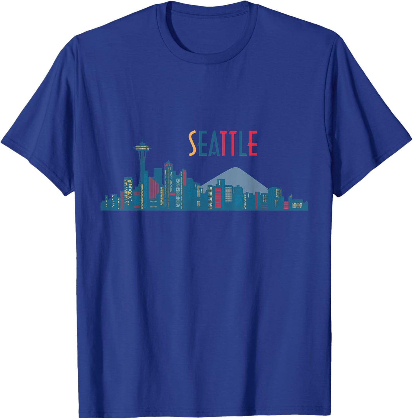 Seattle Skyline Vintage Seattle Washington T-Shirt - T-Shirt | Royal