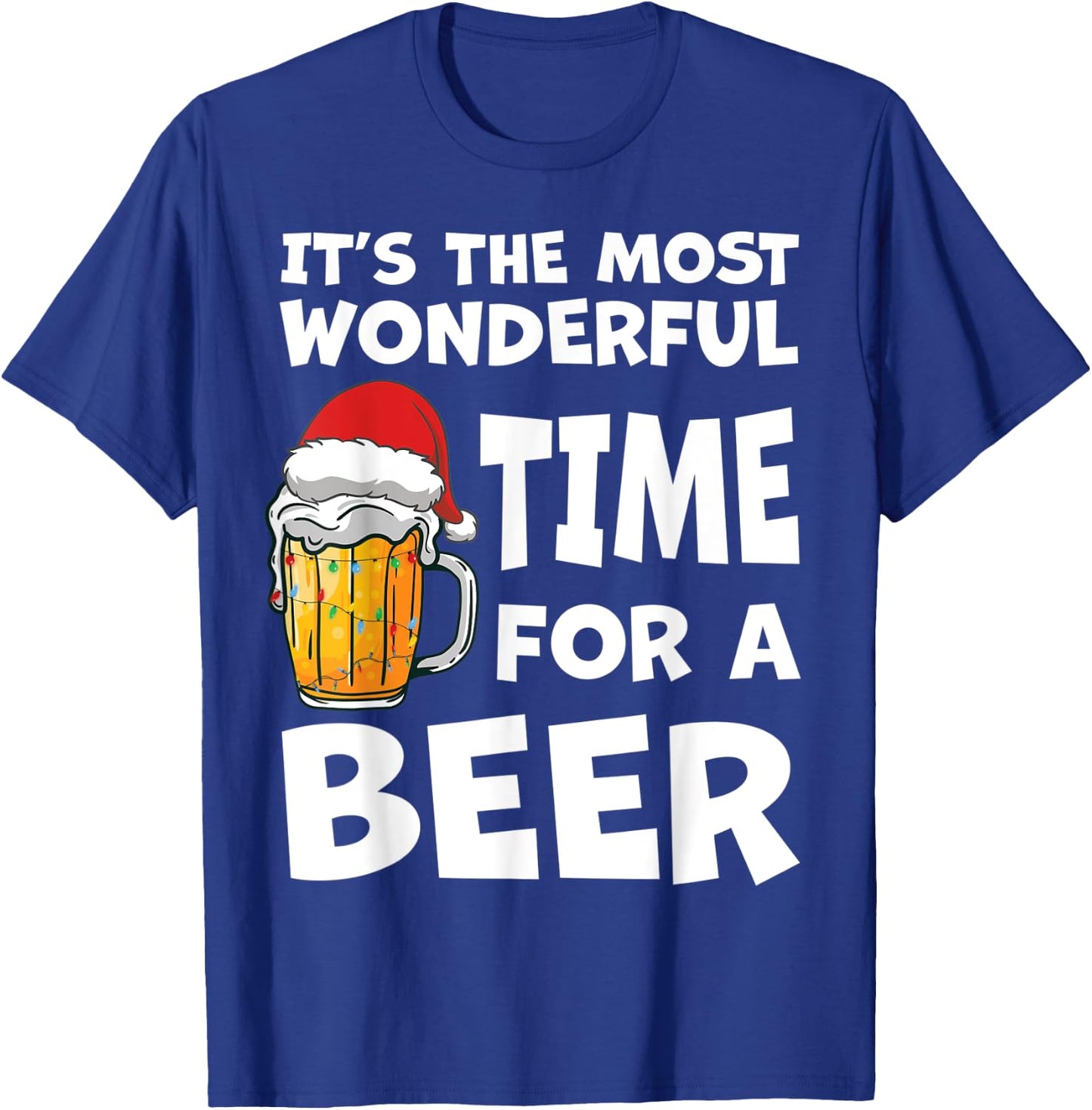 Most Wonderful Time For a Beer Christmas Fun Pajama PJS Men T-Shirt - T-Shirt | Royal