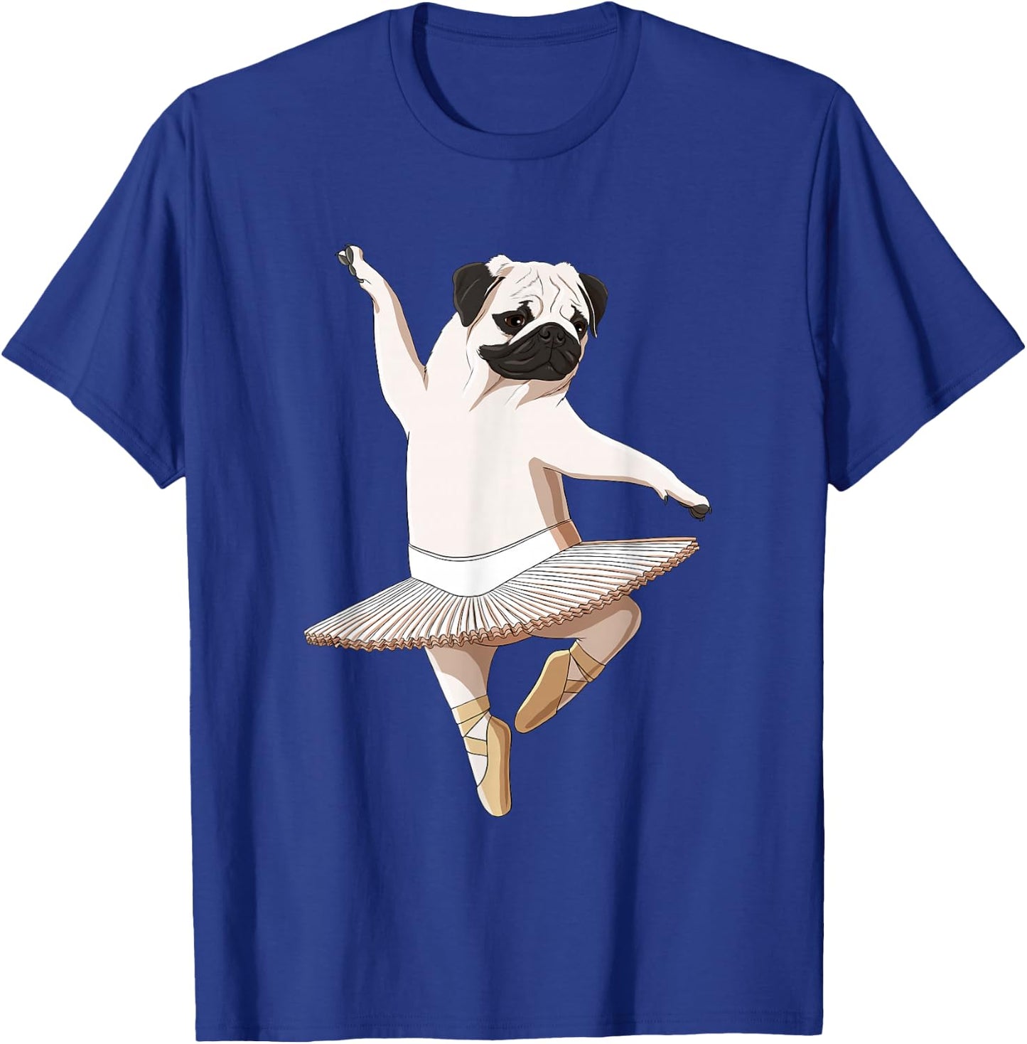 Funny Ballet Dancer Dog Ballerina Pug Men Women Girls Kids T-Shirt - T-Shirt | Royal