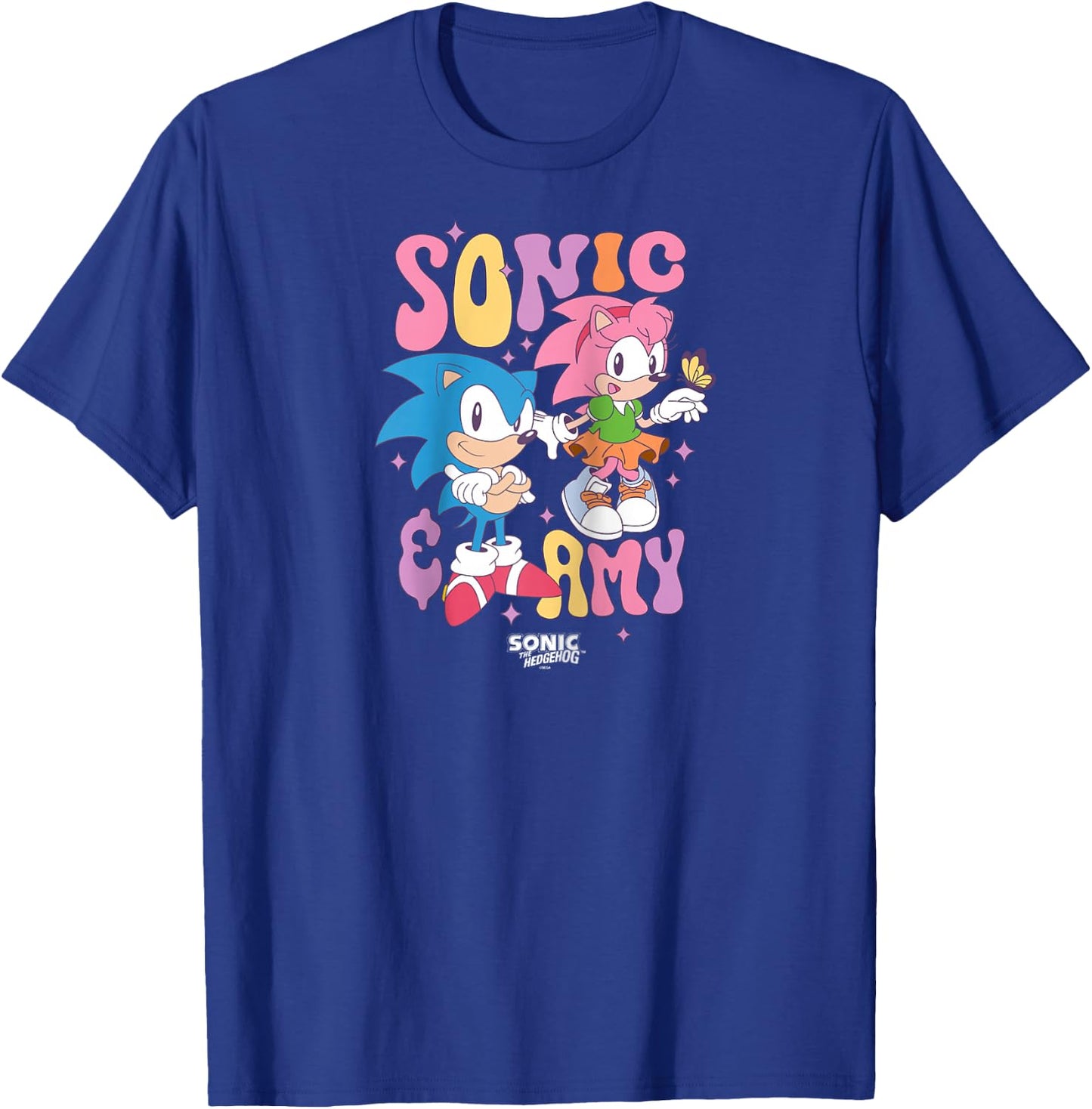 Sonic The Hedgehog Sonic & Amy Cute Vintage Shot Raglan Baseball T-Shirt - T-Shirt | Royal