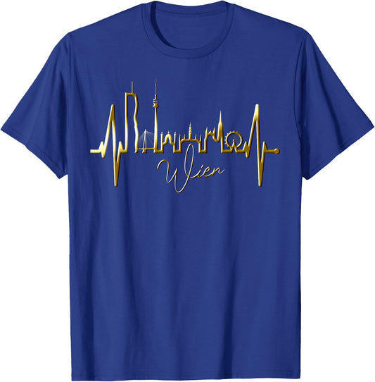 Vienna Skyline Heartbeat Austria Love Heart I Love Vienna , black T-Shirt - T-Shirt | Royal