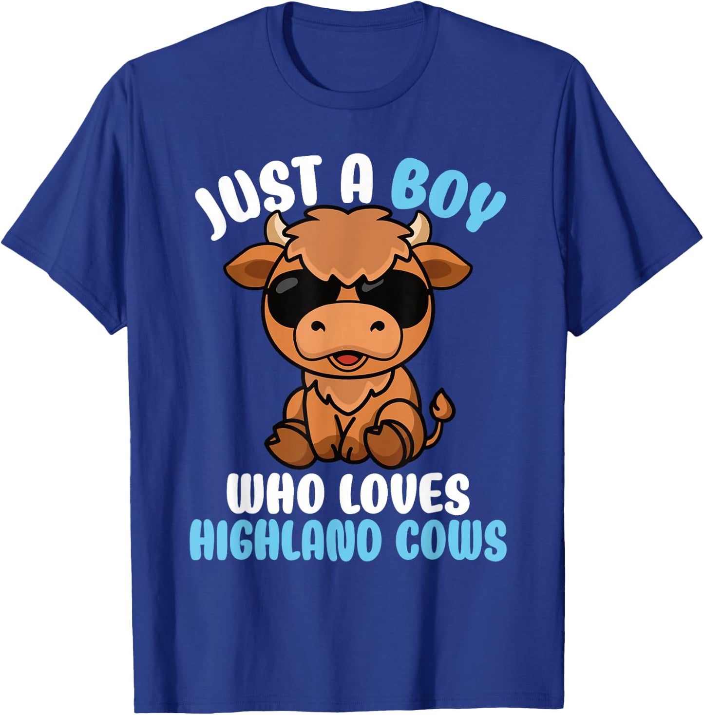 Just A Boy Who Loves Highland Cows Highland Cattle Boys Kids T-Shirt - T-Shirt | Royal