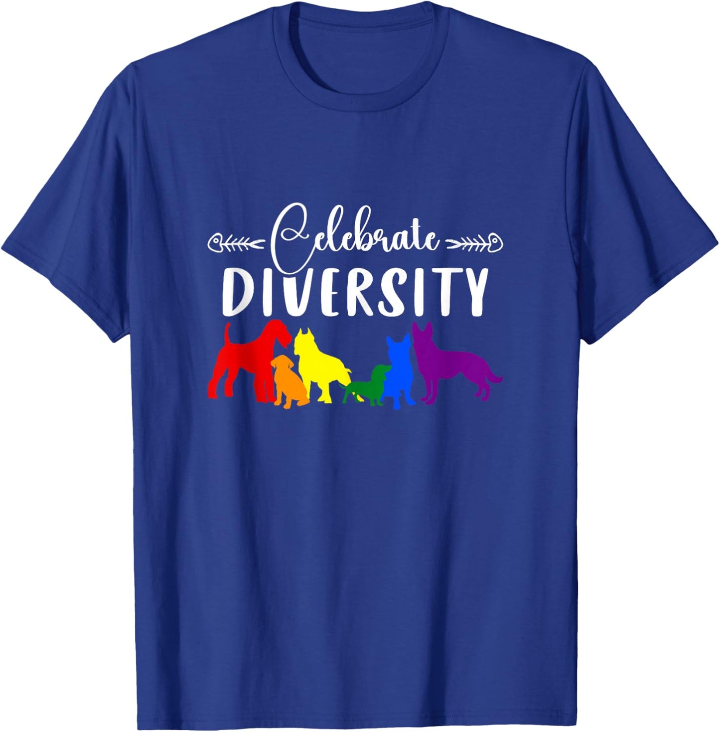 Celebrate Diversity Rainbow Dogs LGBTQ+ Pride T-Shirt - T-Shirt | Royal