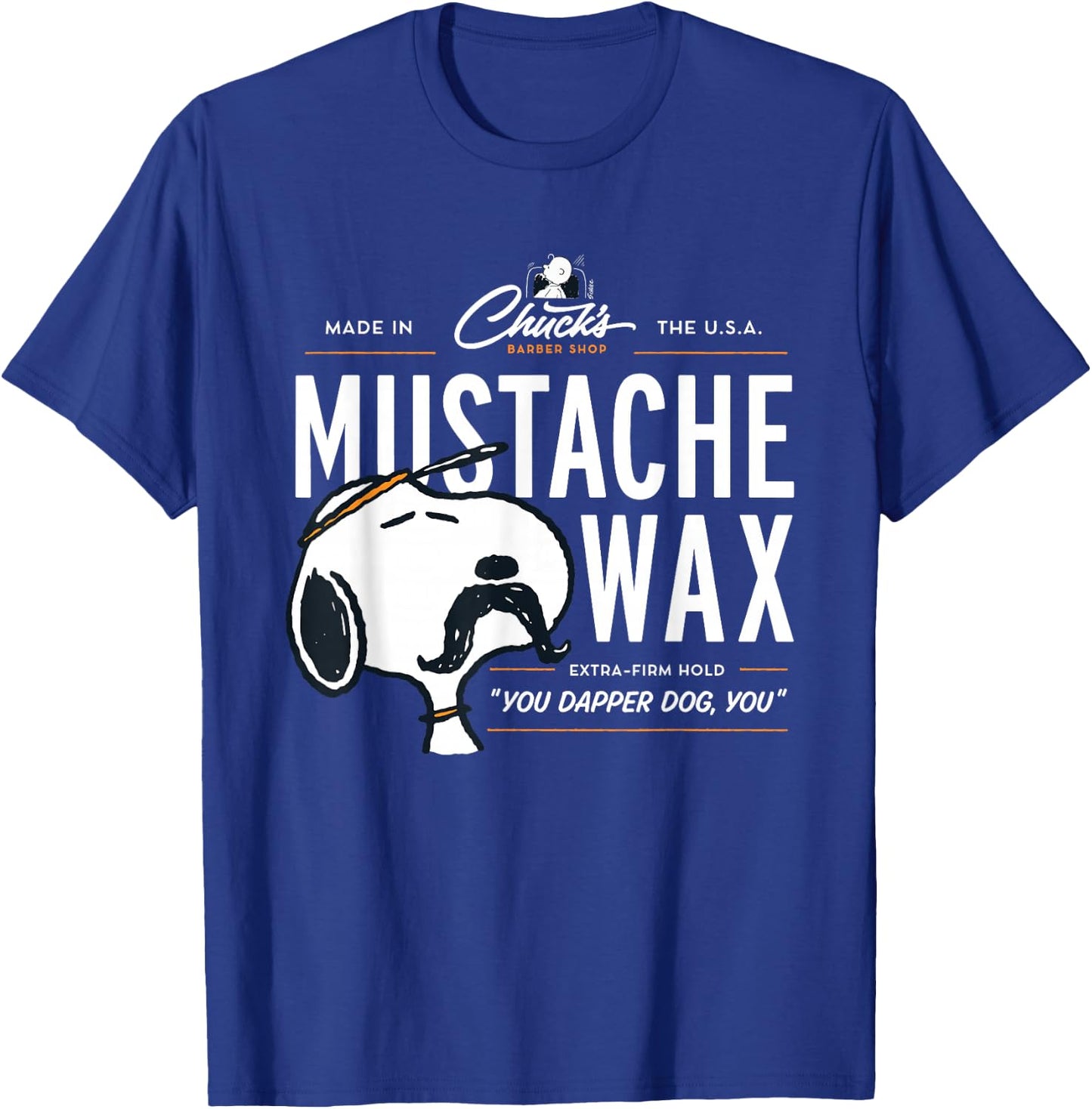 Peanuts Snoopy Moustache Wax , Blue, S T-Shirt - T-Shirt | Royal