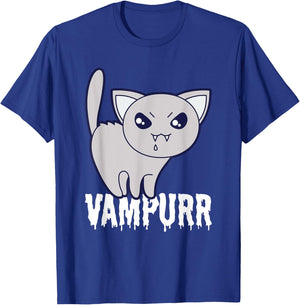 Vampurr Cat Vampire Funny Halloween Cute Scary Kitten Purr Women Kids T-Shirt - T-Shirt | Royal