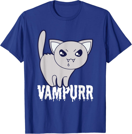 Vampurr Cat Vampire Funny Halloween Cute Scary Kitten Purr Women Kids T-Shirt - T-Shirt | Royal