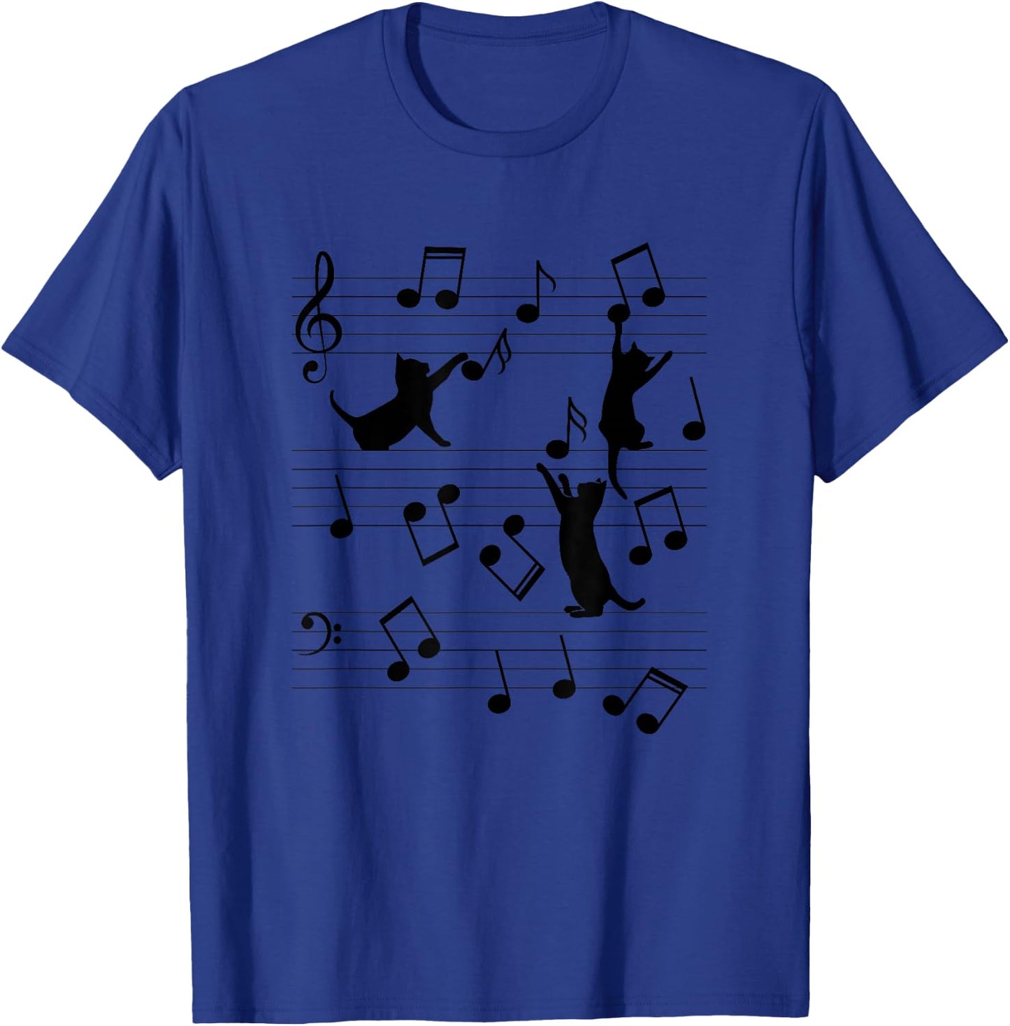 Funny Cats Playing With Music Note - Cat Lover T-Shirt - T-Shirt | Royal