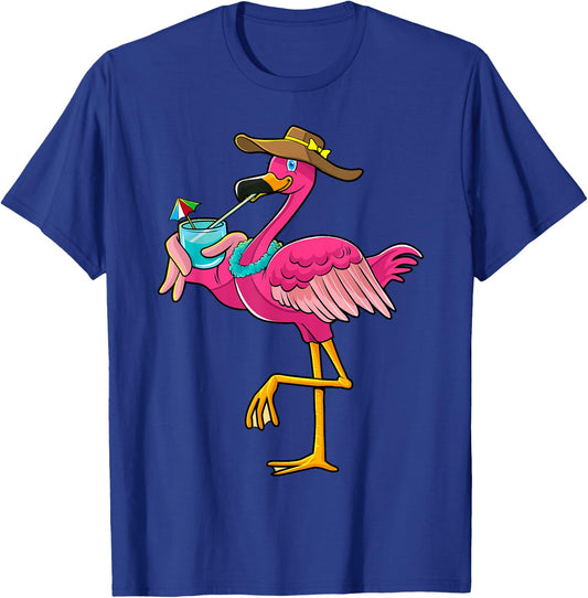 Pink Flamingo Hawaiian Summer Tropical Luau Women Kids T-Shirt - T-Shirt | Royal
