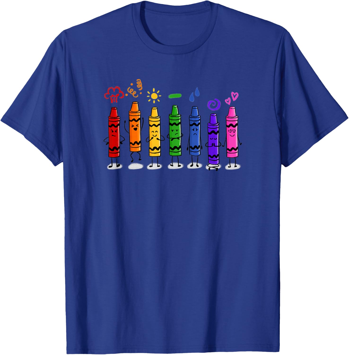 Colorful Color Crayon Attitudes Emotions of the Rainbow T-Shirt - T-Shirt | Royal