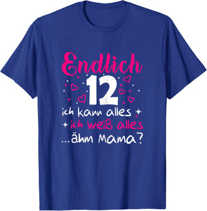 12th Birthday Girl Finally 12 Years , black T-Shirt - T-Shirt | Royal