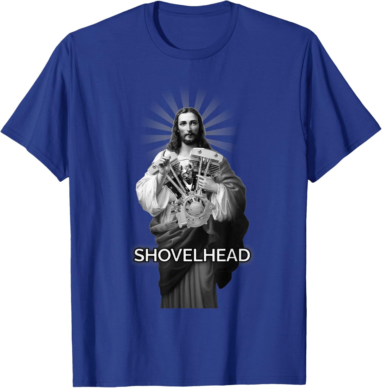 Kegel Schaufelkopf BW HD Jesus Christus Retro Motorrad Motor T-Shirt - T-Shirt | Royal