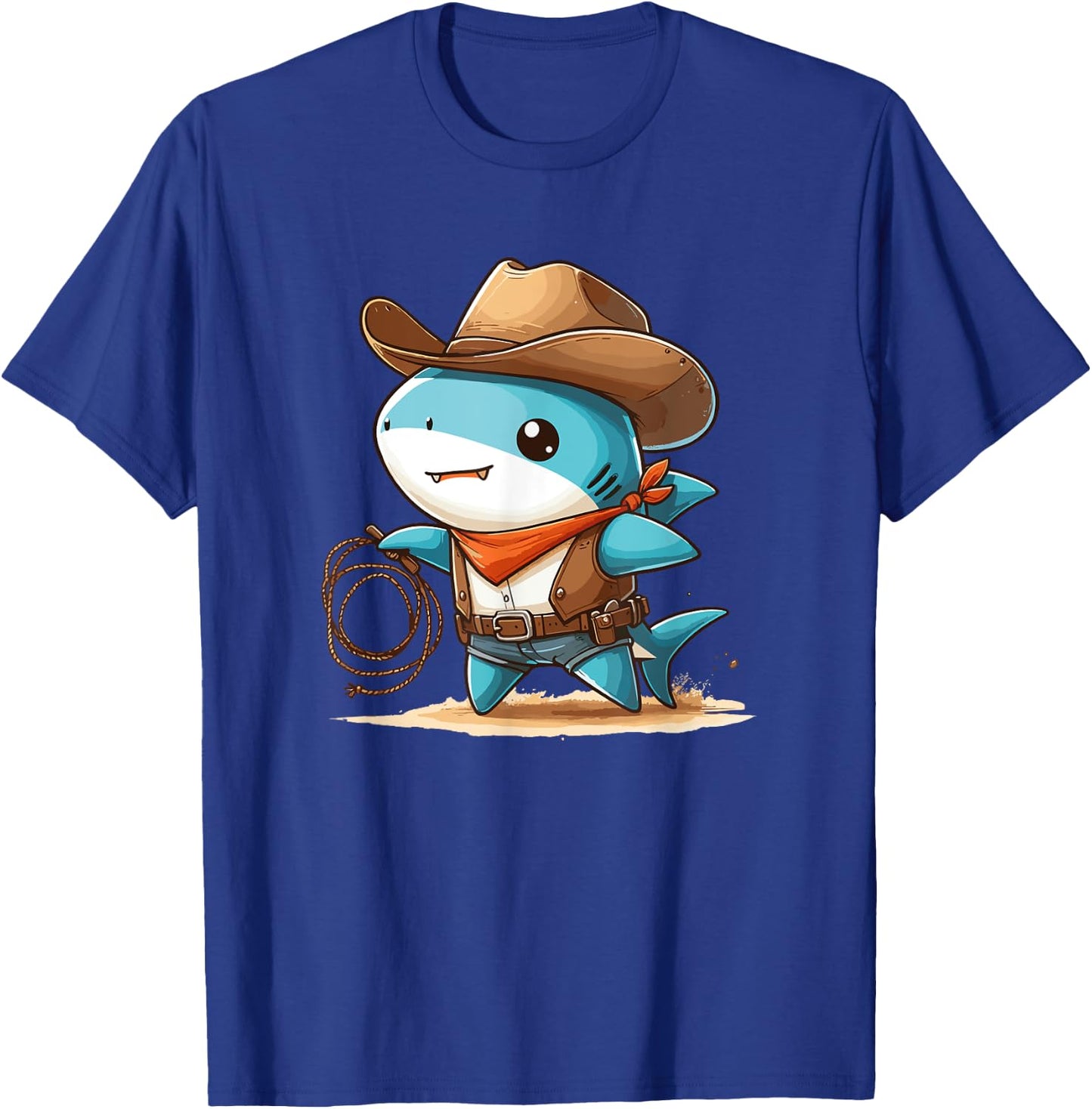 Western Rodeo Cowboy Hat Shark Texas Animals T-Shirt - T-Shirt | Royal