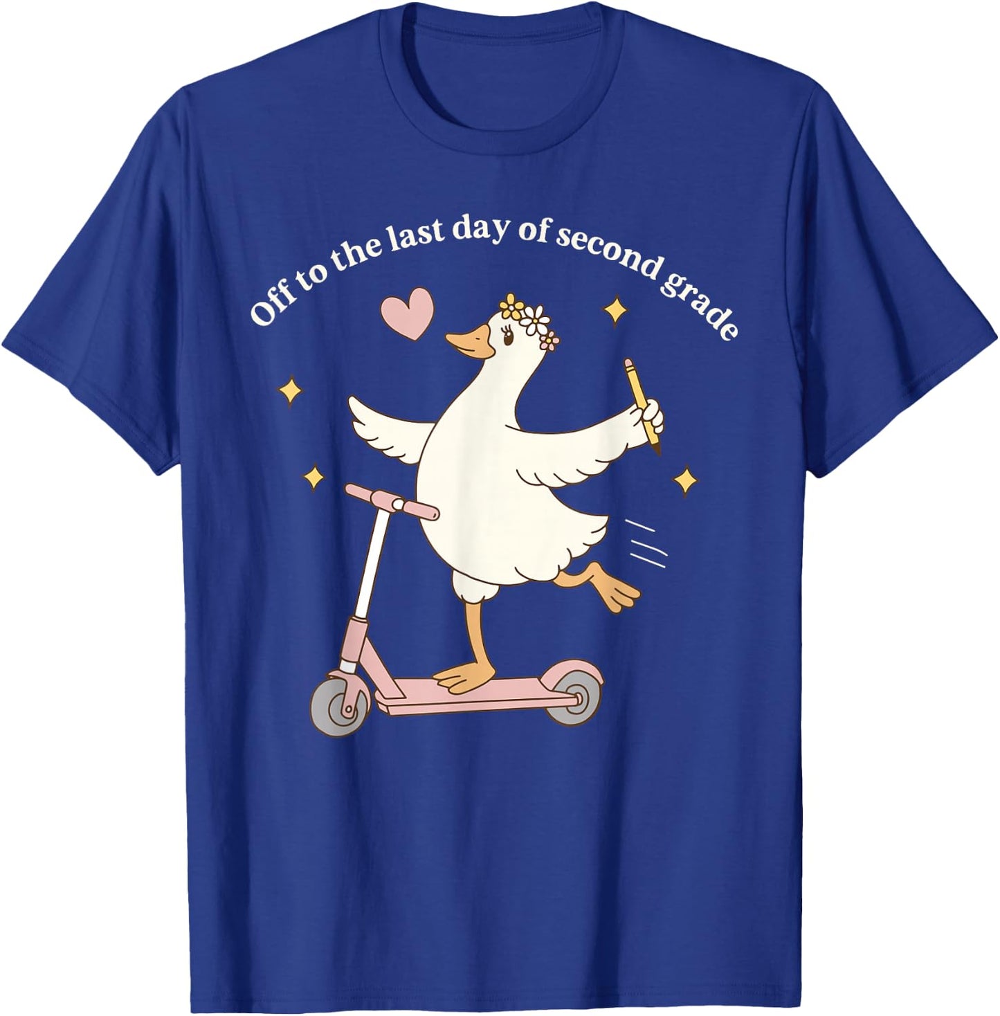 Off to The Last Day of Second Grade Goose 2nd Grade Teacher T-Shirt - T-Shirt | Royal