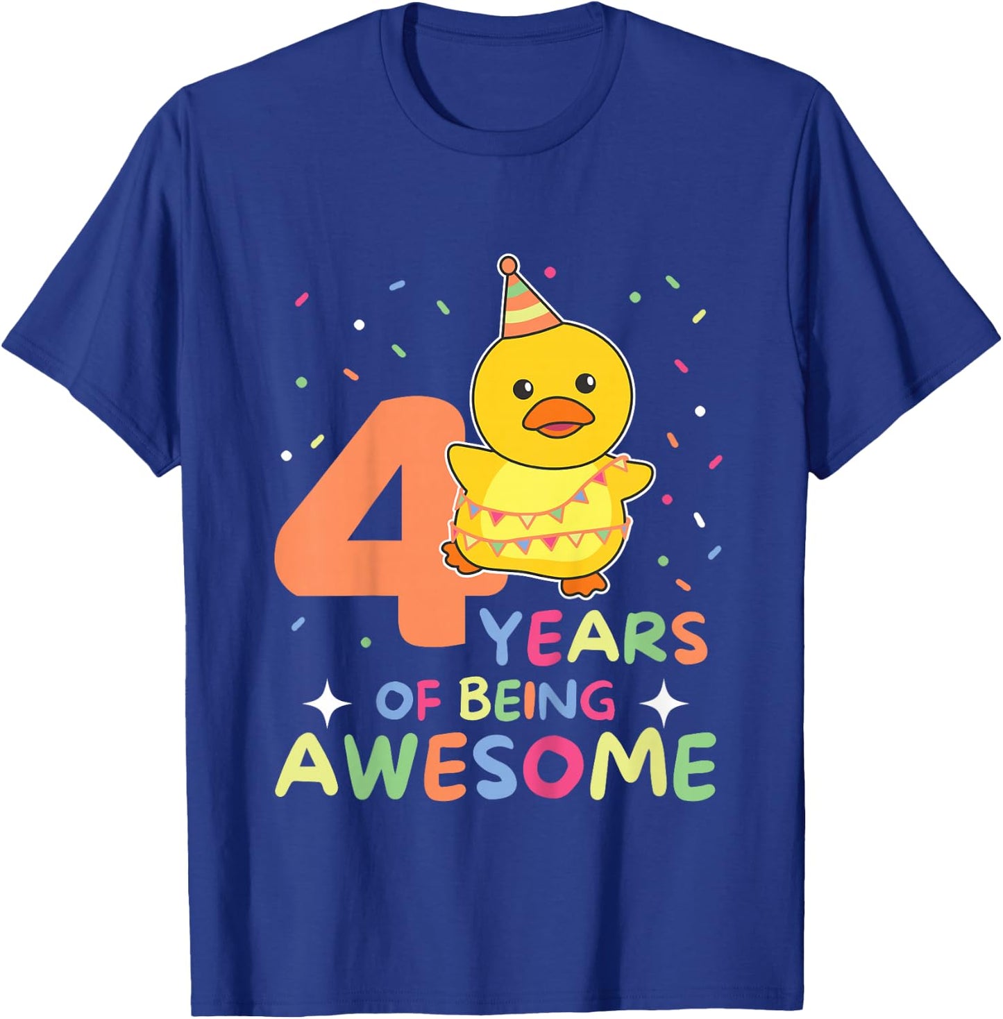 4th Birthday Duck For Children Four Years Old T-Shirt - T-Shirt | Royal