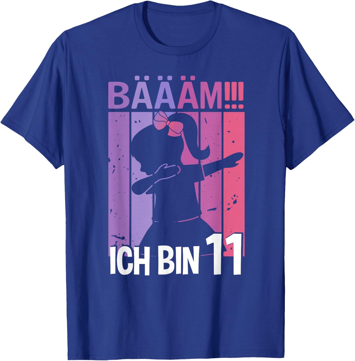 Girls' with German Text "Ich bin 11 Jahre Dab" [German Language], black T-Shirt - T-Shirt | Royal