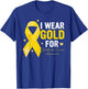 I Wear Gold for Childhood Cancer Awareness Gold Ribbon T-Shirt - T-Shirt | Royal