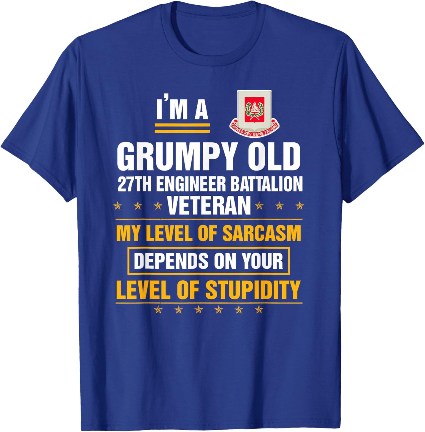 Grumpy Old 27th Engineer Battalion Veteran Funny Christmas T-Shirt - T-Shirt | Royal