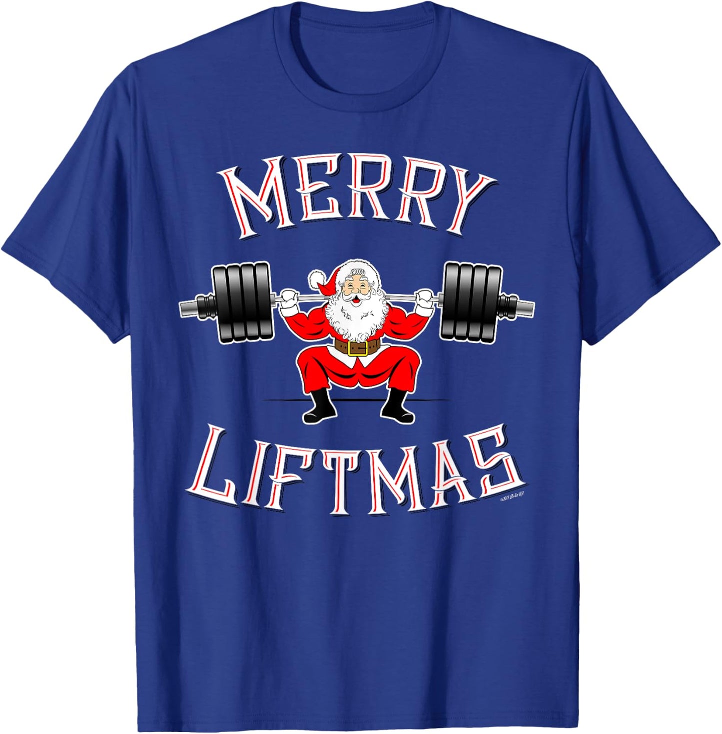Merry Liftmas Squat Workout - Weightlifting Santa T-Shirt - T-Shirt | Royal