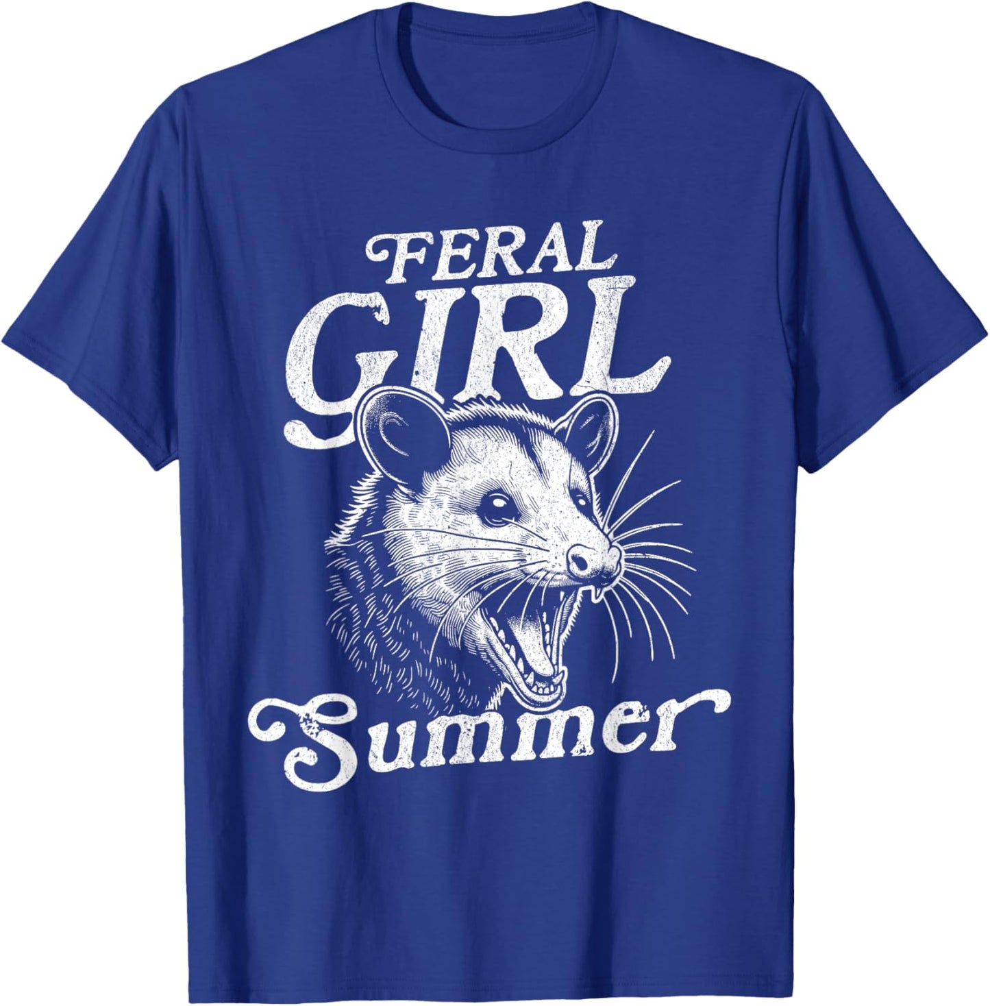 Feral Girl Summer Opossum Funny T-Shirt - T-Shirt | Royal