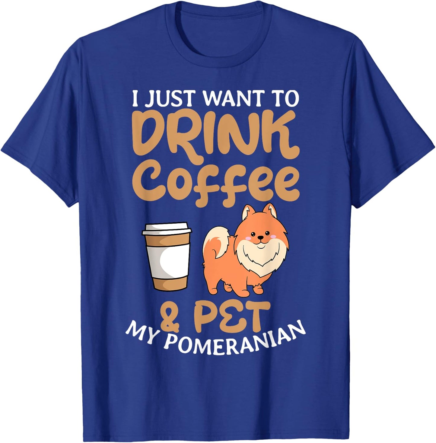 Pomeranian Coffee Lover Dwarf Spitz Pom Dog Owner Fur Parent T-Shirt - T-Shirt | Royal