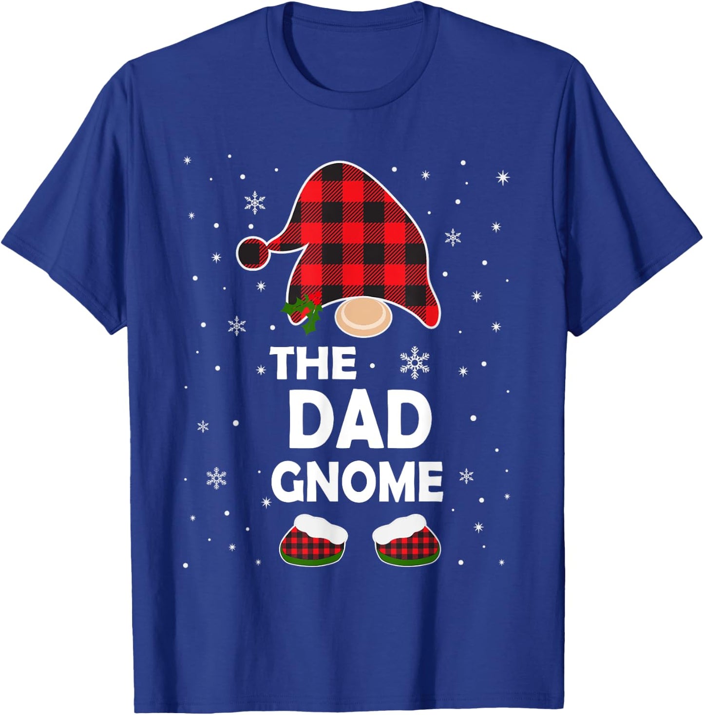 Dad Gnome Buffalo Plaid Matching Family Christmas Pajama T-Shirt - T-Shirt | Royal