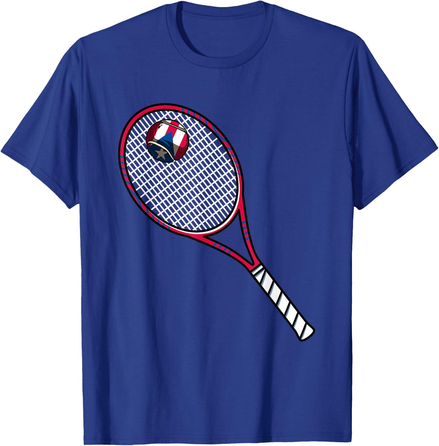 Tennis Racket And Ball Flag Of Puerto Rico T-Shirt - T-Shirt | Royal