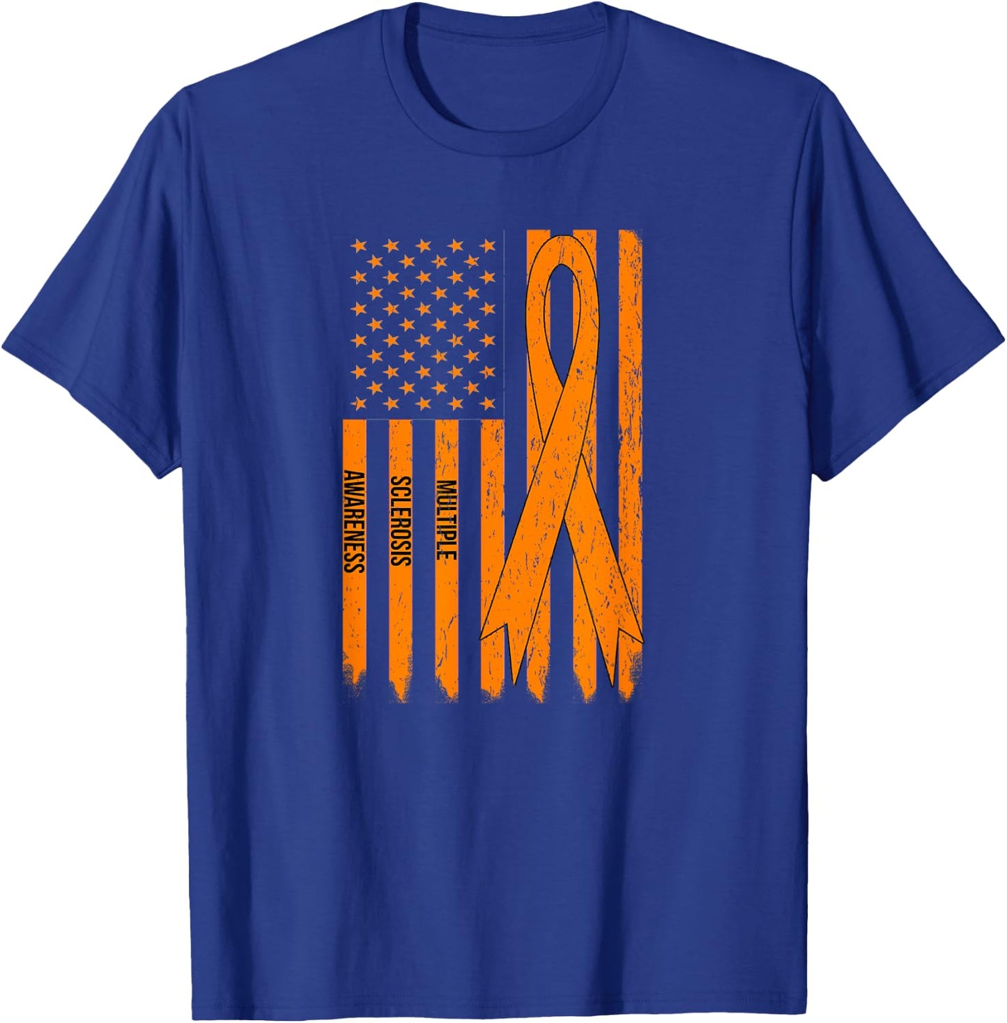 MS Awareness Gift Shirt Women MS Ribbon and Flag T-Shirt - T-Shirt | Royal