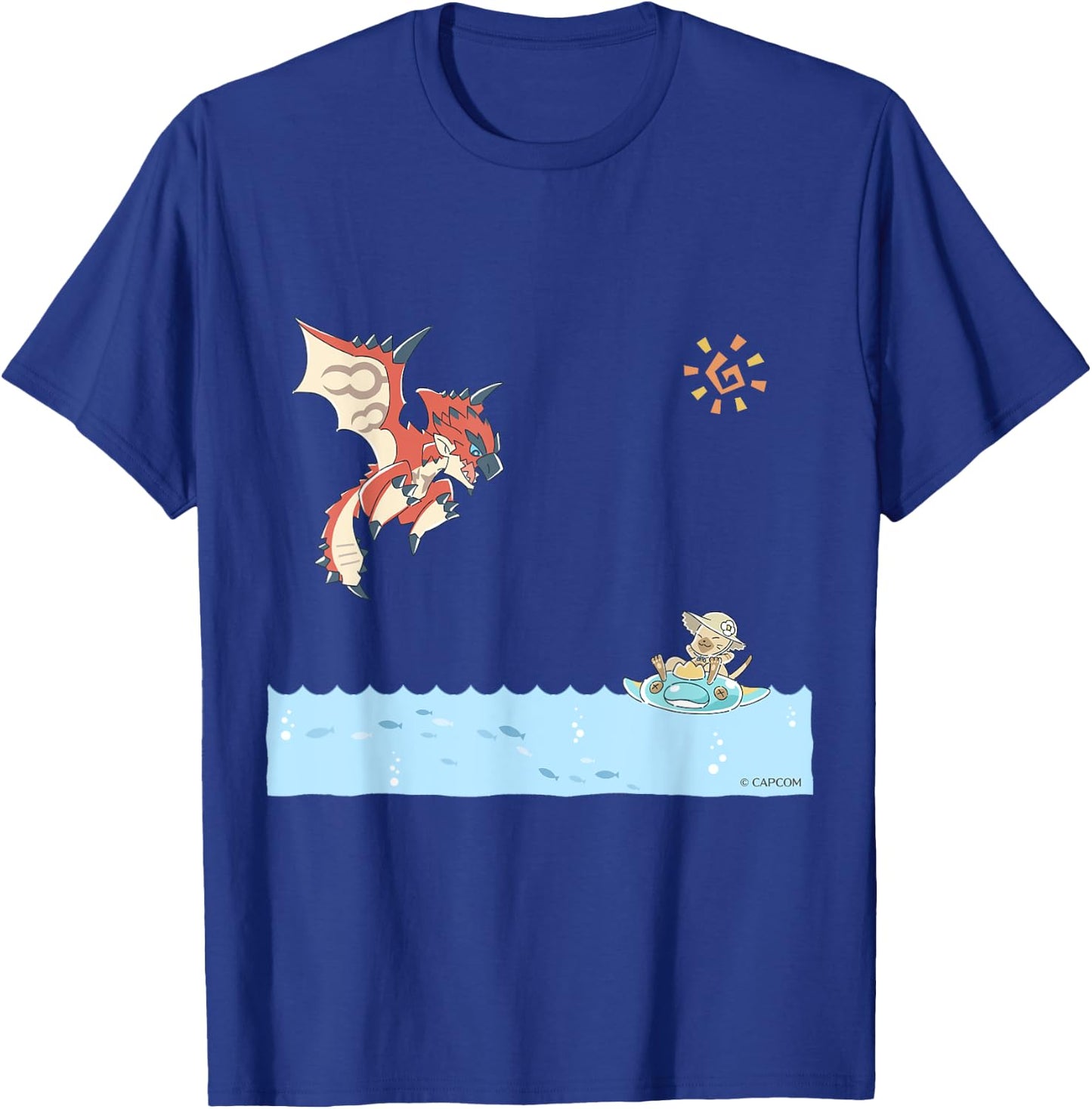 Monster Hunter Rathalos & Swimming Felyne , Black, S T-Shirt - T-Shirt | Royal