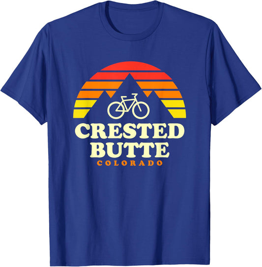 Crested Butte Colorado Mountain Biking Mtb Trails Retro T-Shirt - T-Shirt | Royal