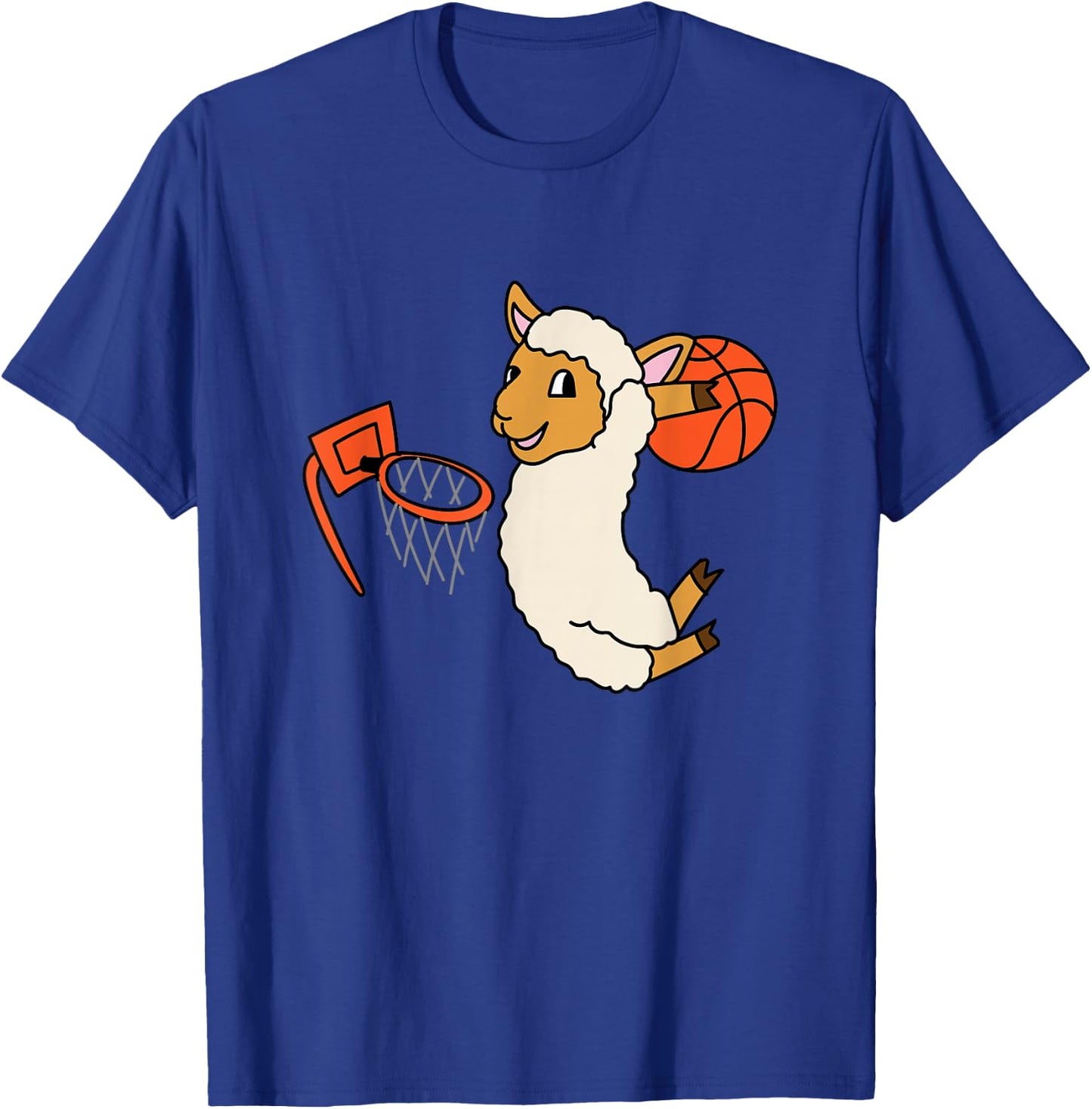 Lamb Playing Basketball Cute Sheep Ball Sport T-Shirt - T-Shirt | Royal