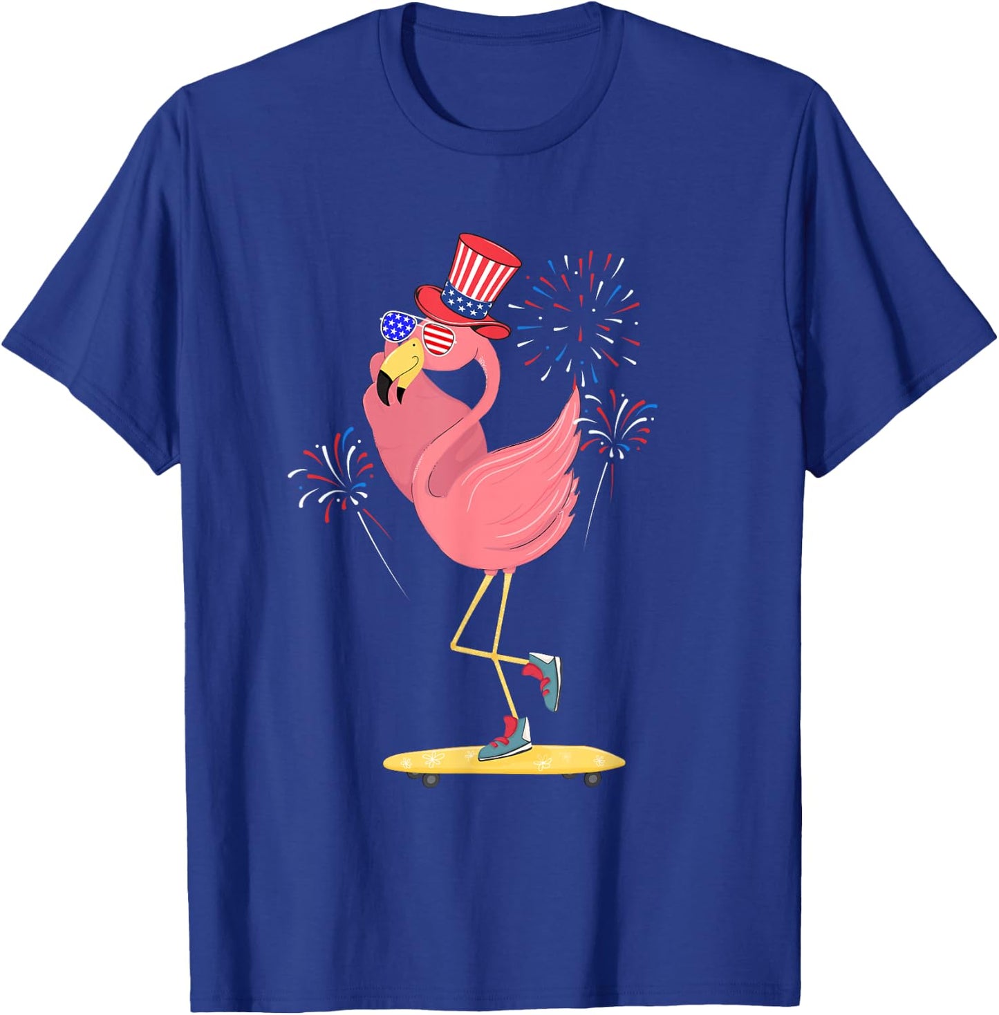 Pink Flamingo 4th Of July Funny Patriotic Bird Lover T-Shirt - T-Shirt | Royal