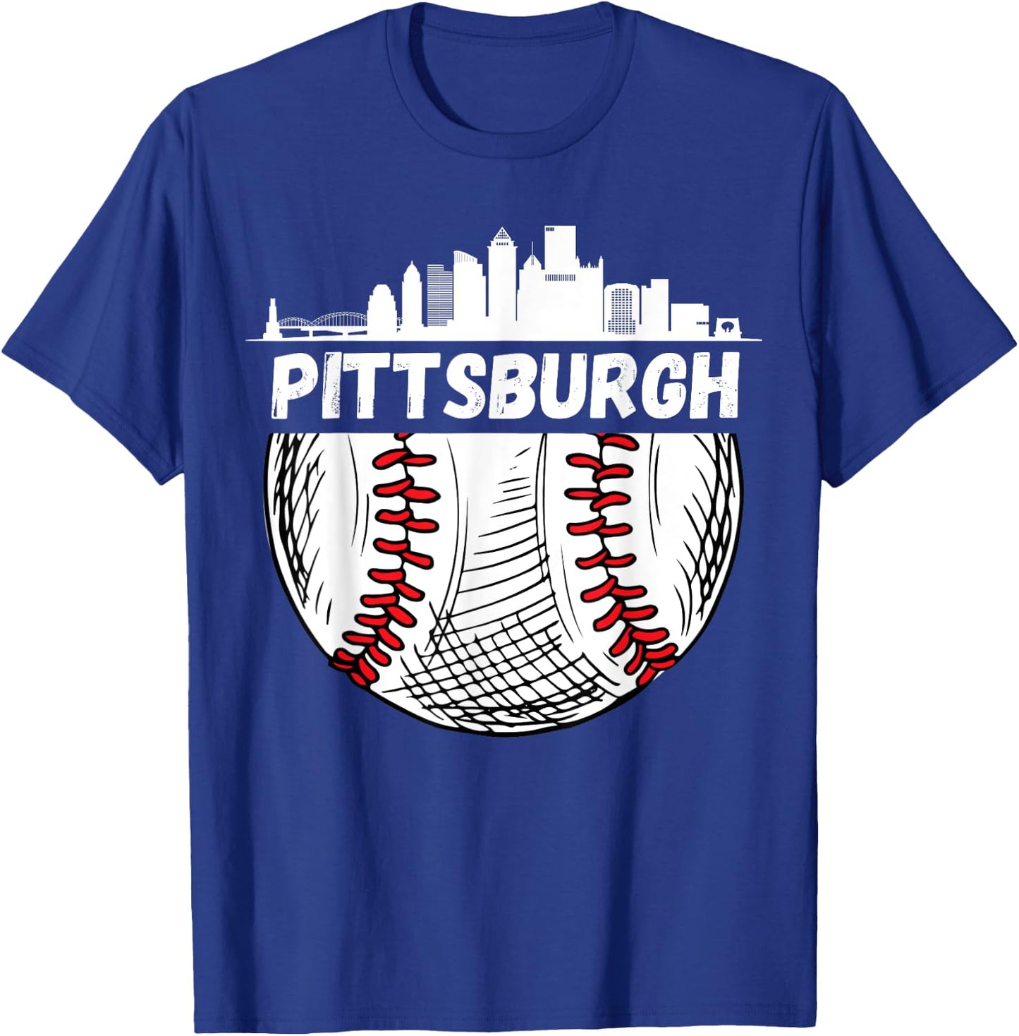 Vintage Pittsburgh Baseball Skyline Pittsburgh Baseball T-Shirt - T-Shirt | Royal