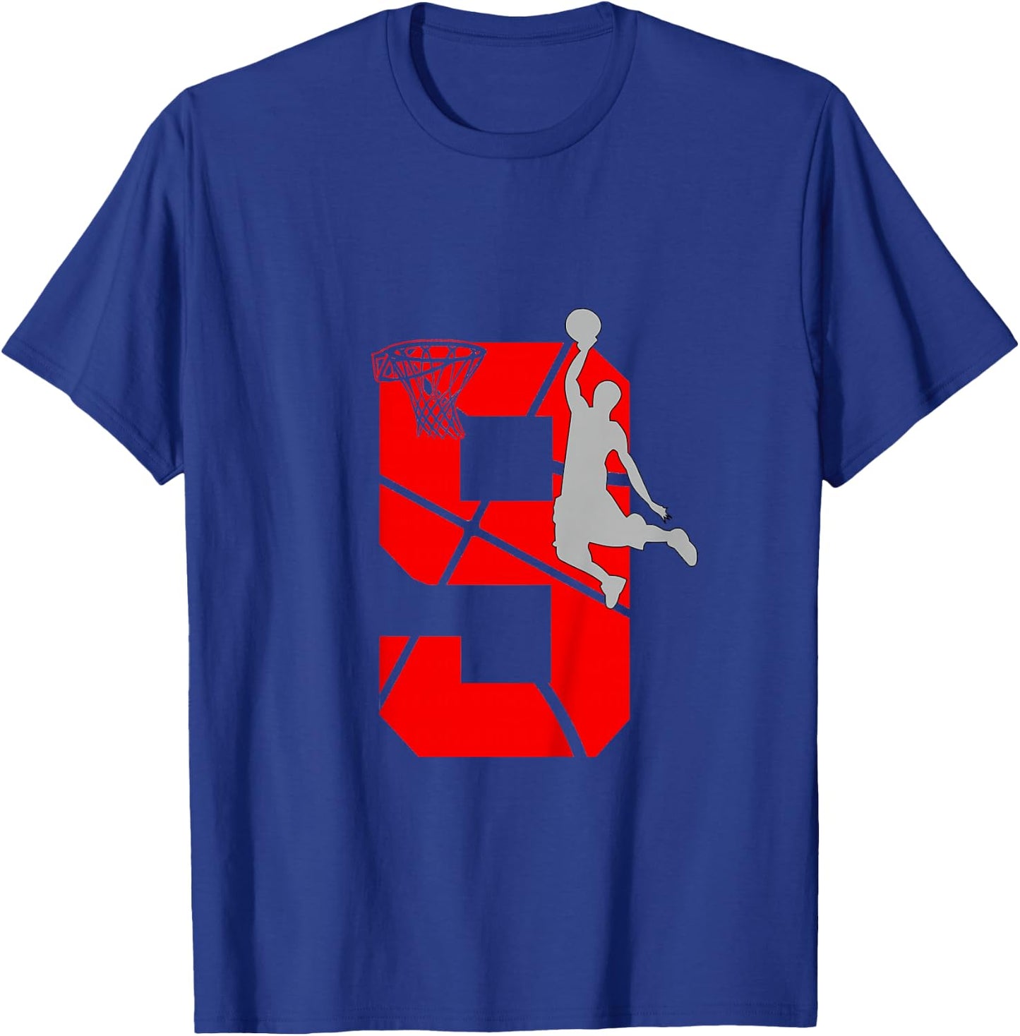 9 Year Old 9th Basketball Birthday PartyTheme Boys Girls T-Shirt - T-Shirt | Royal
