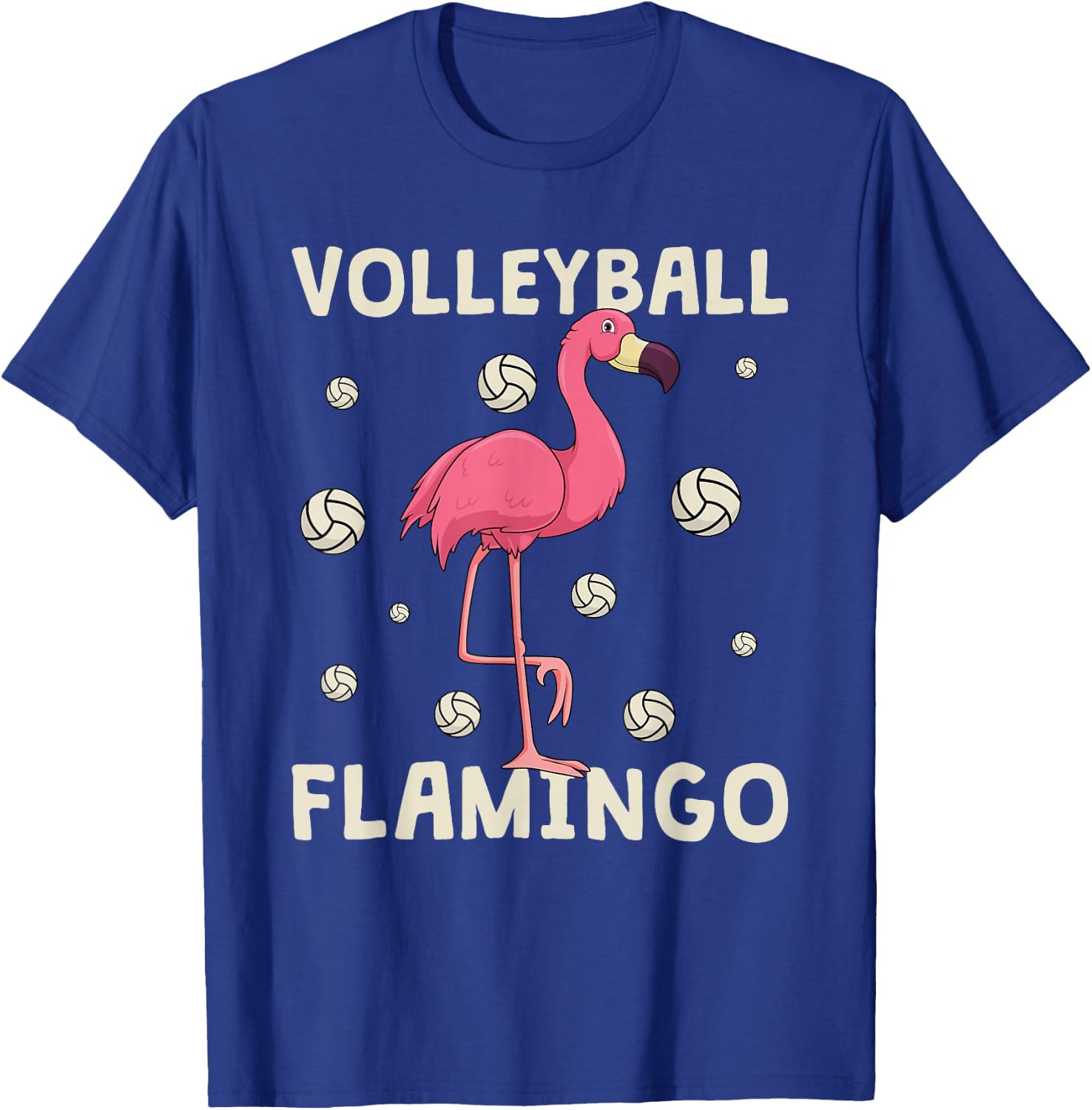 Pink Flamingo Volleyball Funny Beach Vball Girls T-Shirt - T-Shirt | Royal