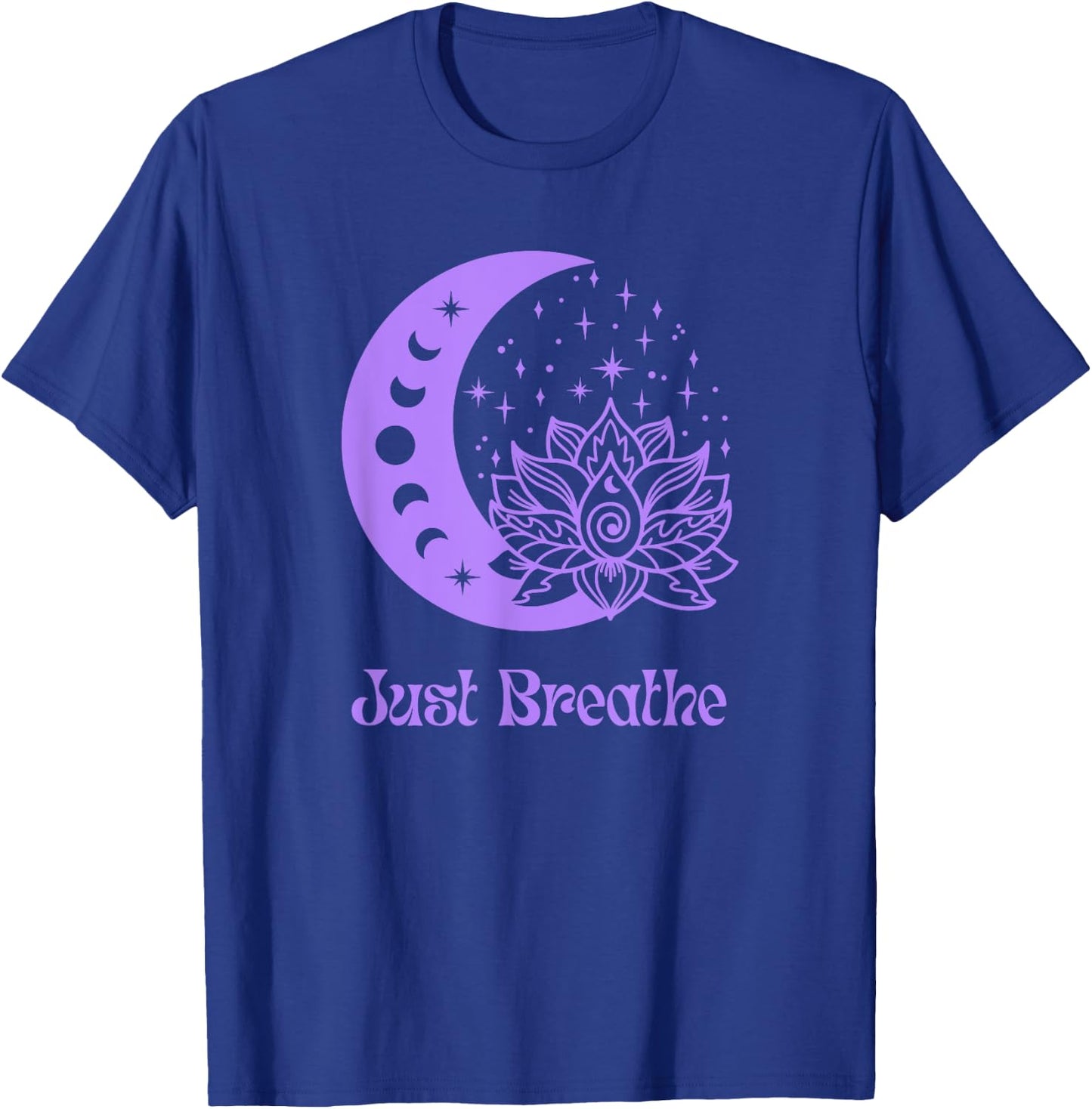 Yogi Purple Moon Phase Yoga Meditation Just Breathe Women's T-Shirt - T-Shirt | Royal