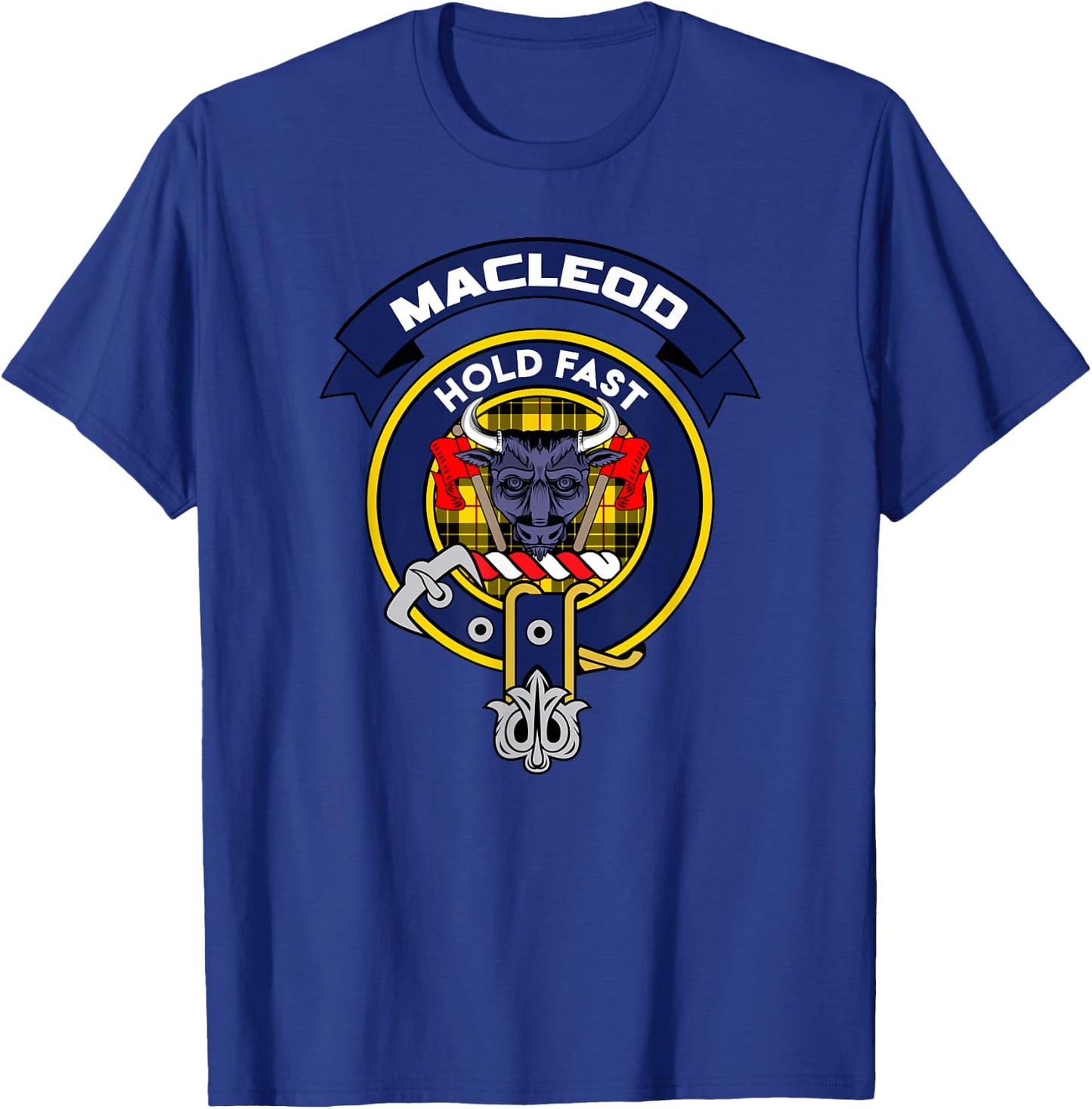 MacLeod Clan Badge Scottish Tartan T-Shirt - T-Shirt | Royal