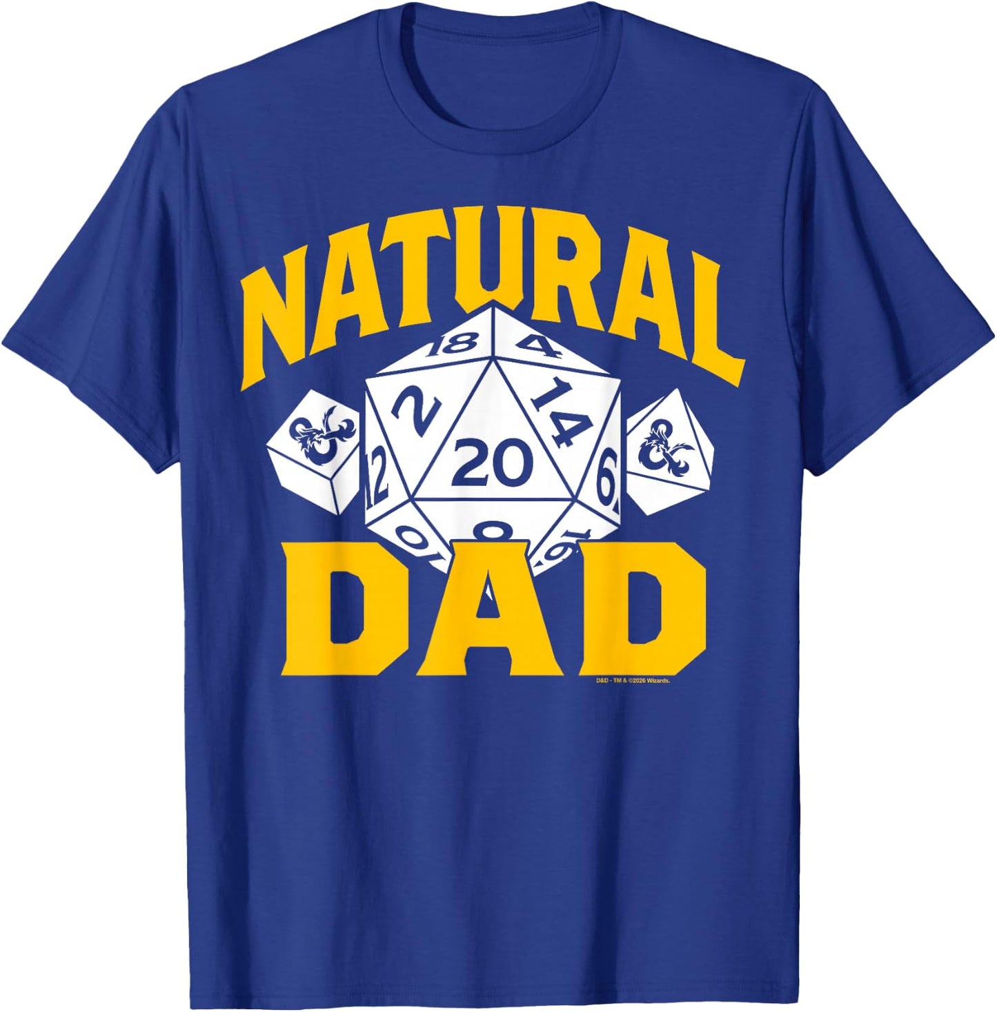 Dungeons & Dragons Father's Day Natural 20 Dad D20 D4 D8 T-Shirt - T-Shirt | Royal