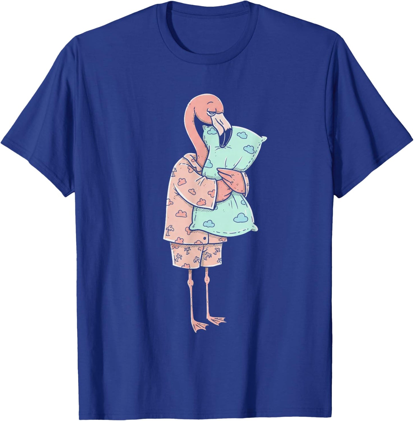Funny Sleepy Flamingo Pajama Women Men Kids Boys And Girls T-Shirt - T-Shirt | Royal