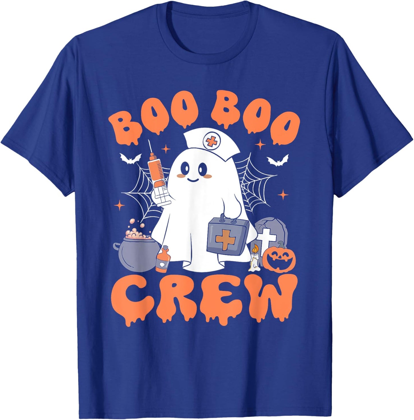 Boo Boo Crew Nurse Shirt Women Cute Ghost Halloween Nursing T-Shirt - T-Shirt | Royal