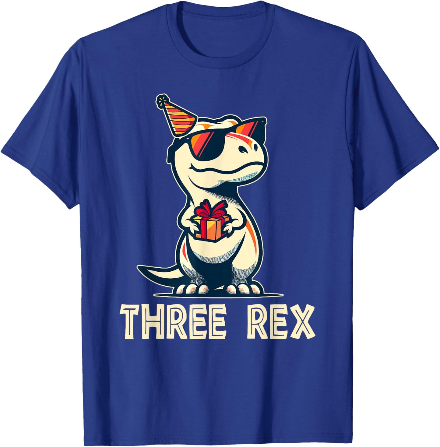 3 Rex Dinosaur 3rd Birthday Boy Girl Three Rex Birthday T-Shirt - T-Shirt | Royal