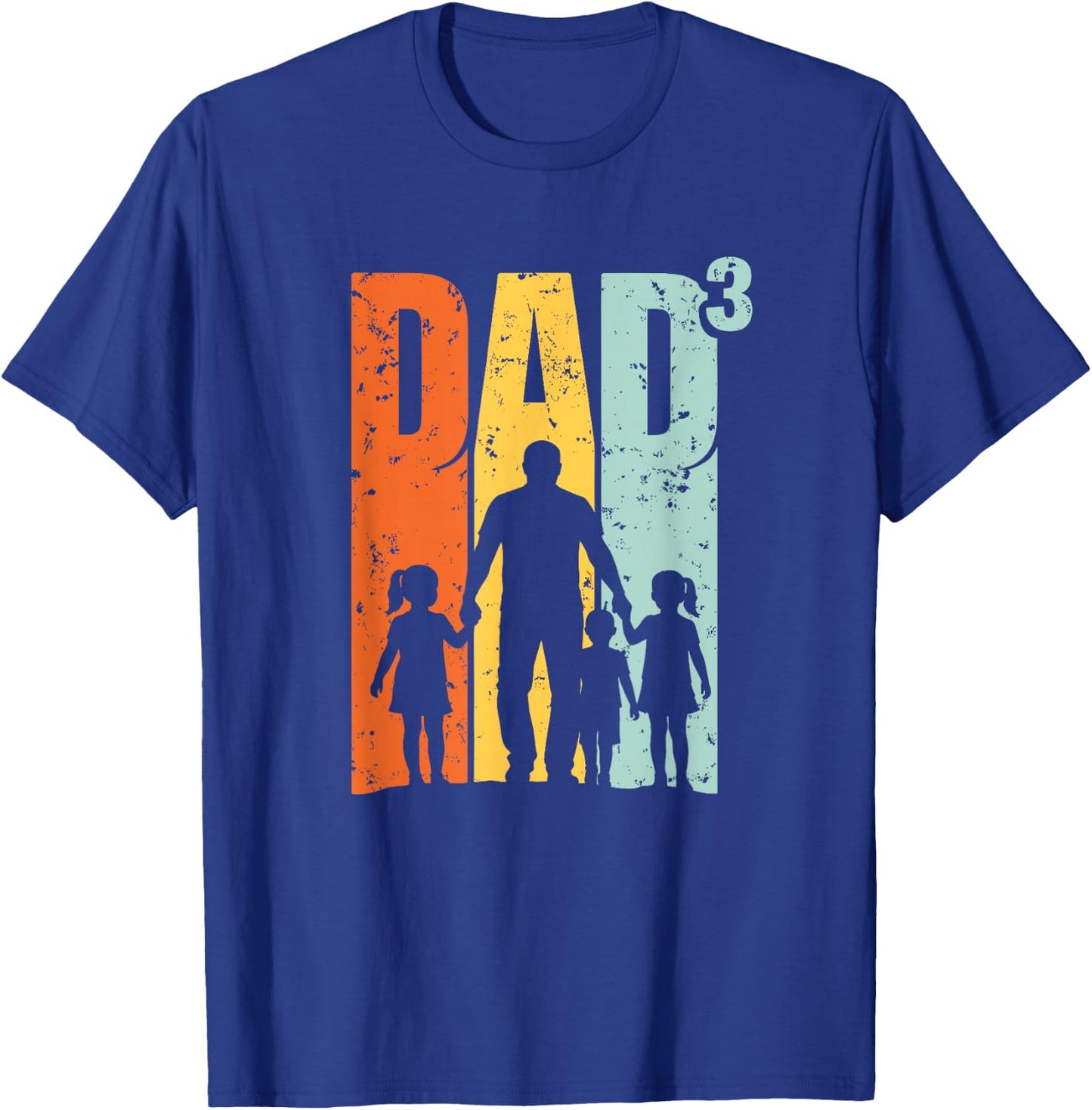 Vintage Papa Vater 3 Kinder Silhouette Retro Sonnenuntergang T-Shirt - T-Shirt | Royal