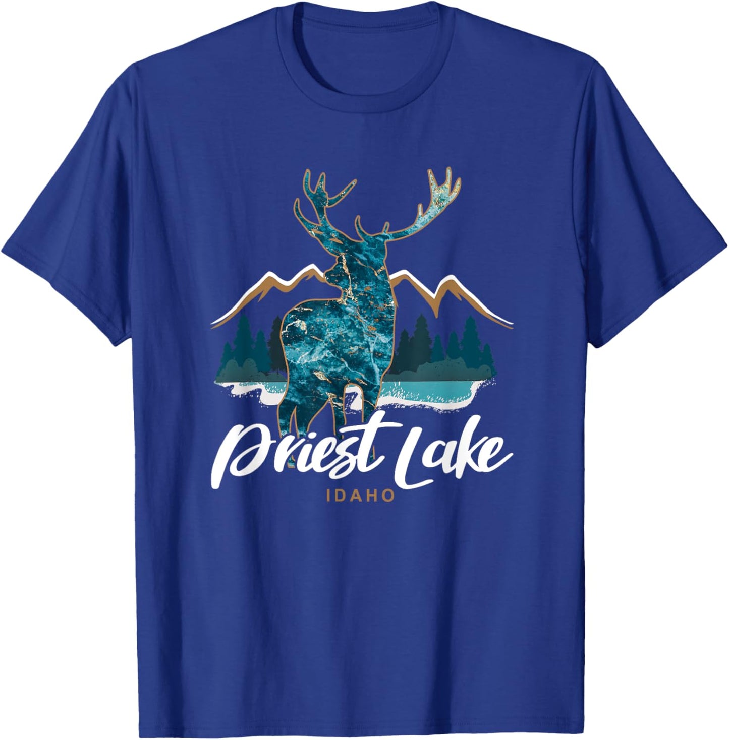 Priest Lake Idaho USA Mountains Elk Vacation Souvenir T-Shirt - T-Shirt | Royal