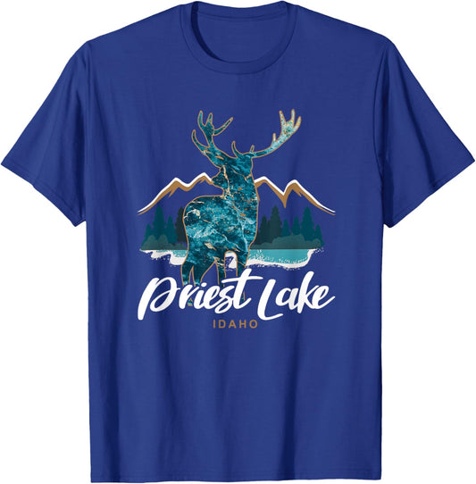 Priest Lake Idaho USA Mountains Elk Vacation Souvenir T-Shirt - T-Shirt | Royal