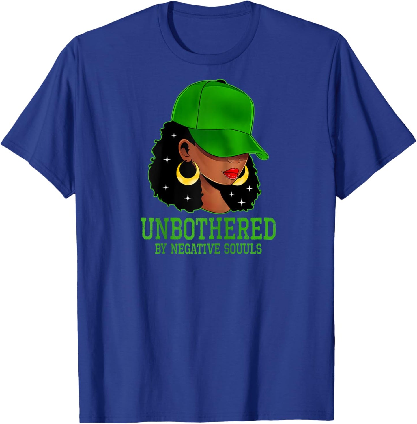 African American Afro Queen Cap Hat Black Woman Unbothered Raglan Baseball T-Shirt - T-Shirt | Royal