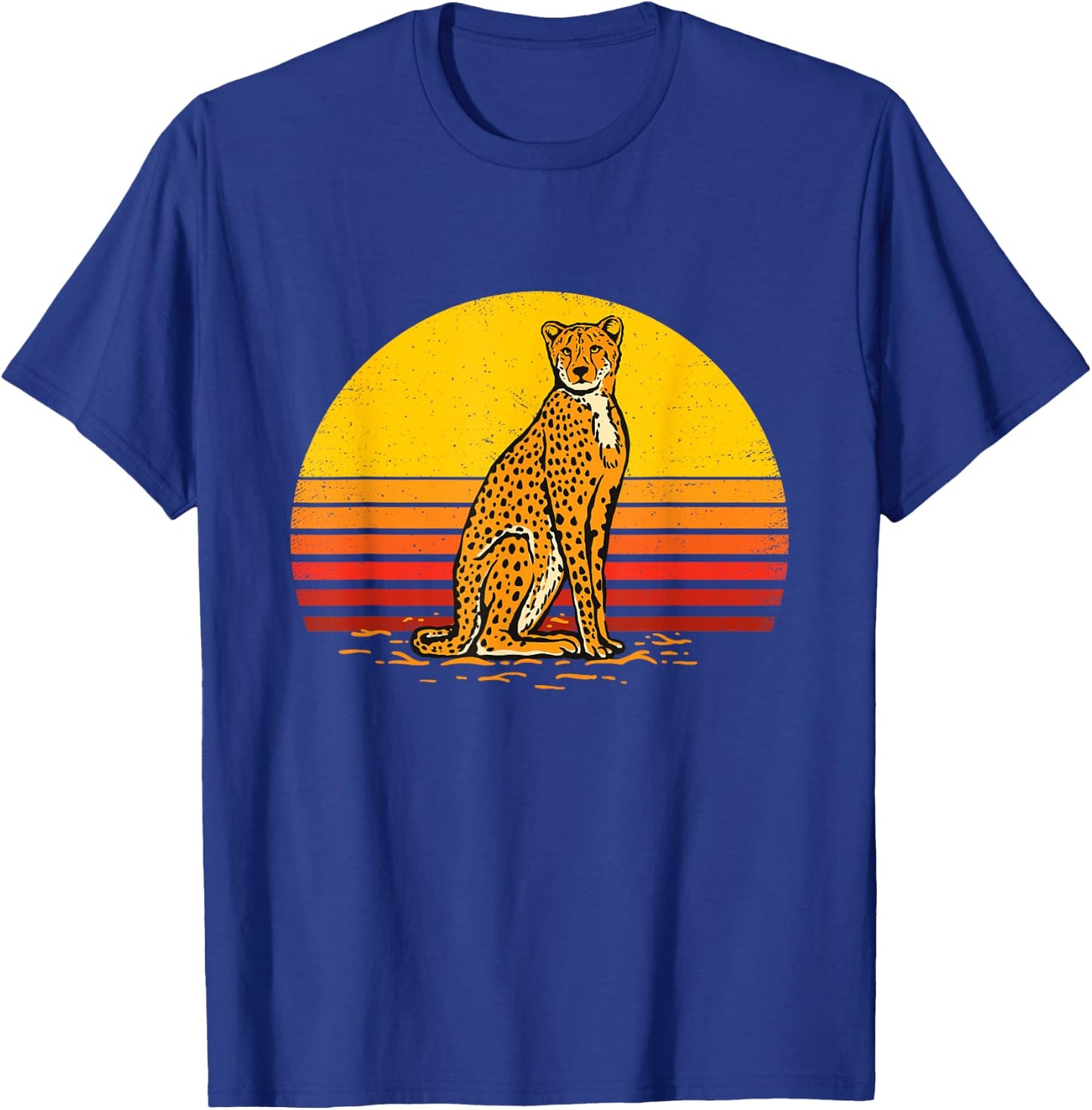 Retro Sunset Cheetah Lover Zookeeper Zoologist Zoo Animal T-Shirt - T-Shirt | Royal