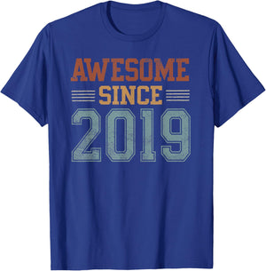 Awesome Since 2019 6th Birthday 6 Year Old Boy Girl T-Shirt - T-Shirt | Royal
