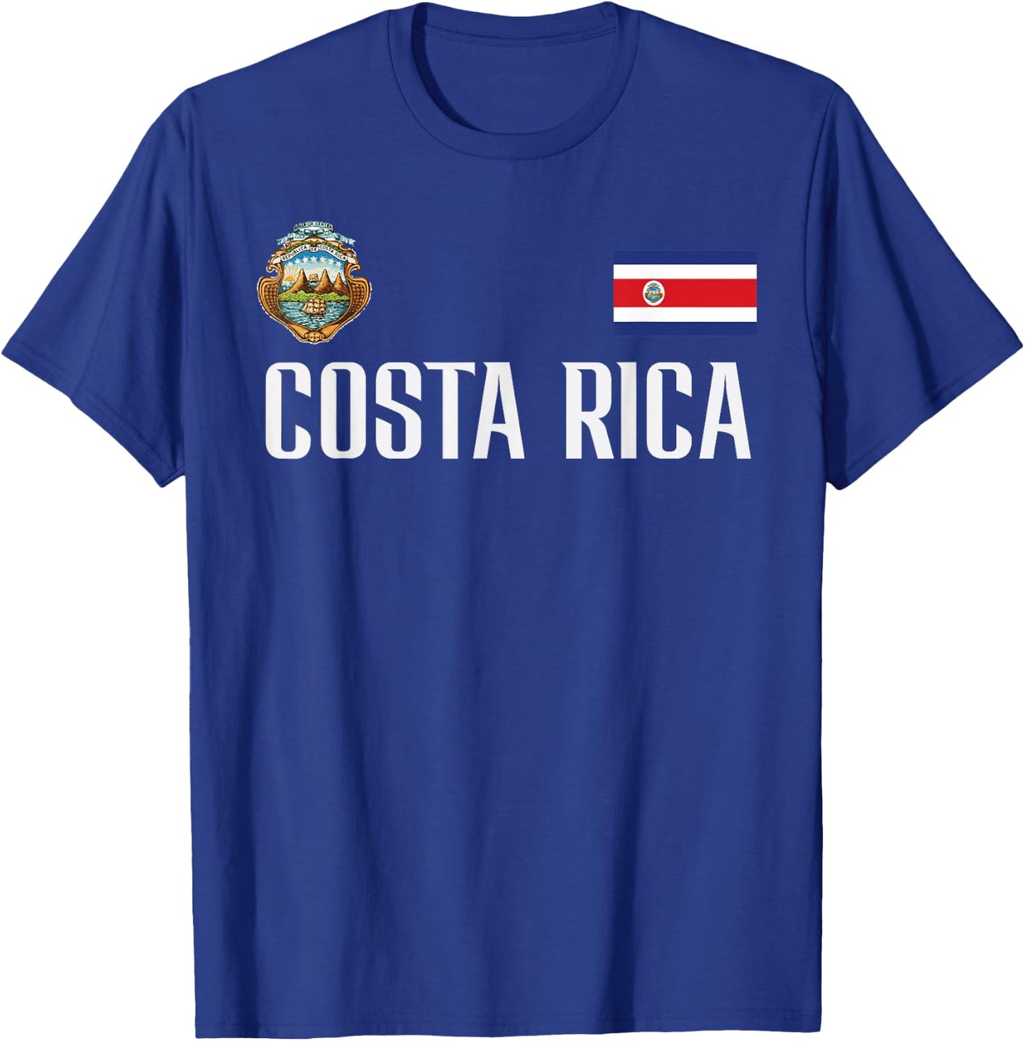 Costa Rica Flag Football Soccer Fan Men Women Kids T-Shirt - T-Shirt | Royal