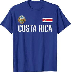 Costa Rica Flag Football Soccer Fan Men Women Kids T-Shirt - T-Shirt | Royal